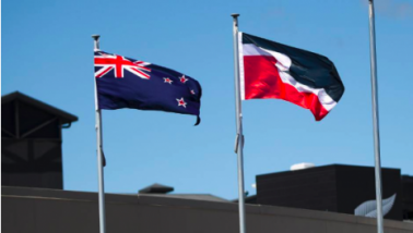 Two flags Waitangi day 