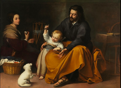 Holy family with bird by Murillo 